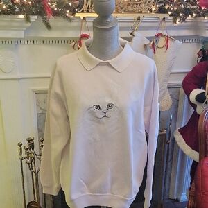 Vtg Holiday Cat Sweatshirt